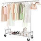 Simple Trending Heavy Duty Clothing Clothes Rack with Wheels for Hanging Metal Rolling Garment Rack Organizer Load 500 LBS Chrome